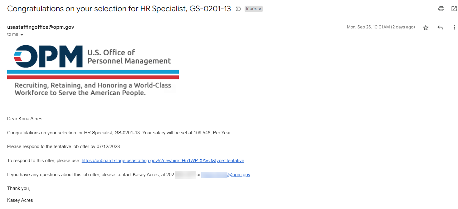 New Hire Invitation E-mail