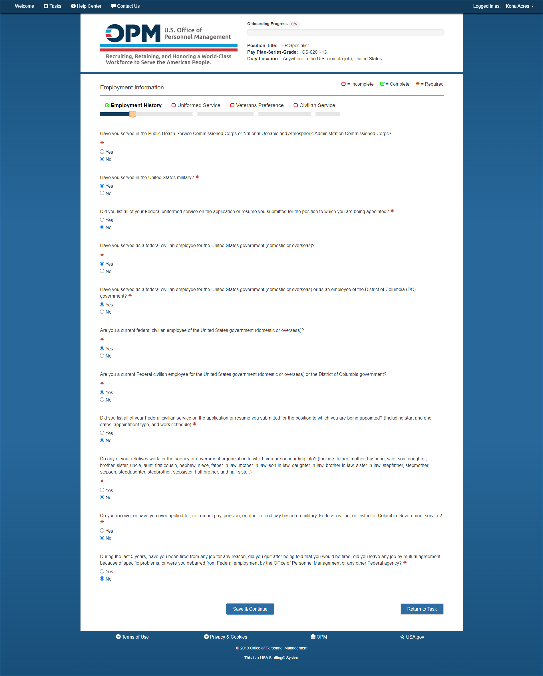 New Hire - Employment Info - Employment History