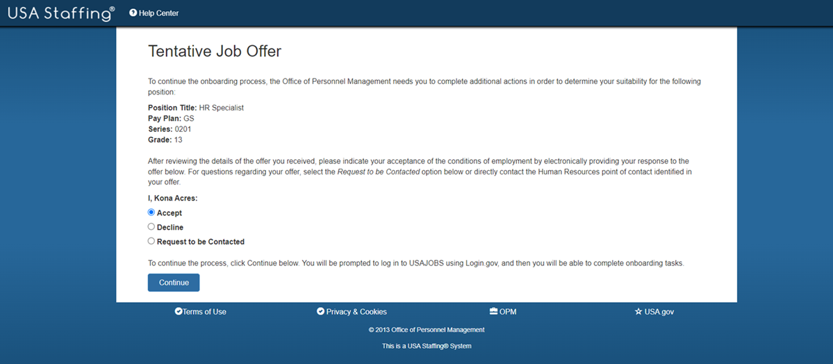 New Hire Offer Acceptance