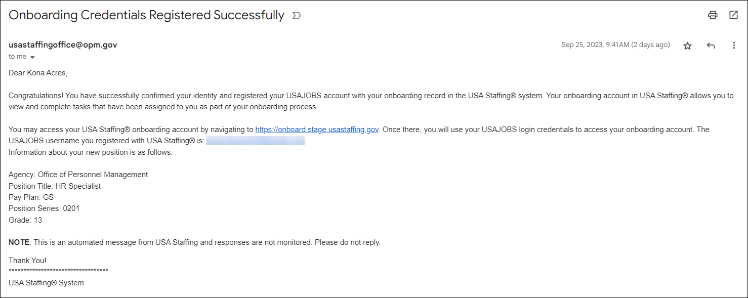 New Hire Second Access E-mail