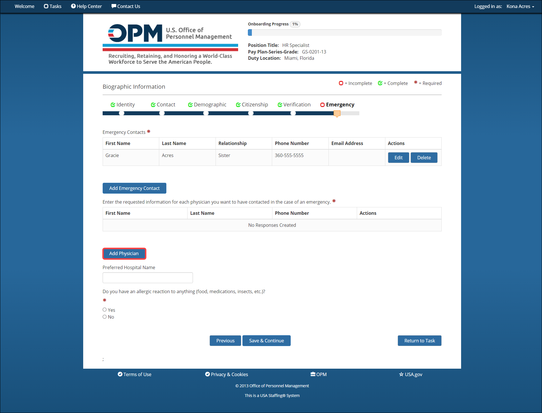 Use Add Physician information